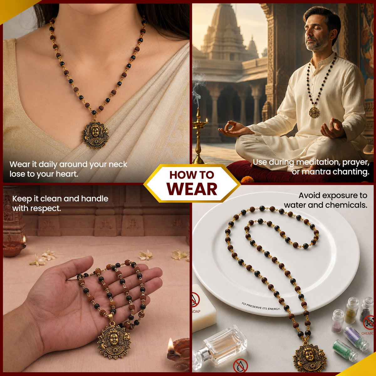 Golden Kartike Rudraksha Karungali Mala