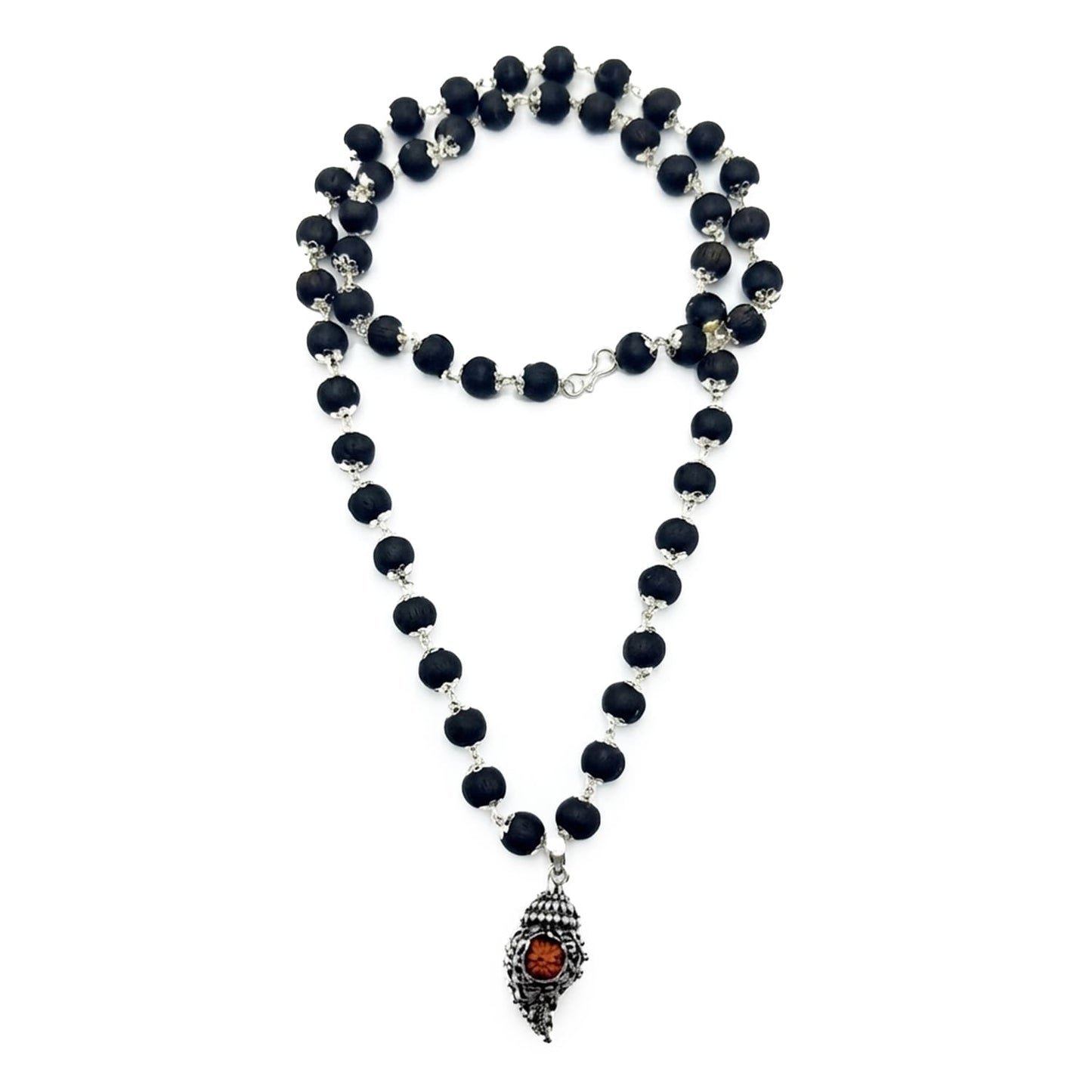 Silver Plated Shiv Shankh Karungali Mala