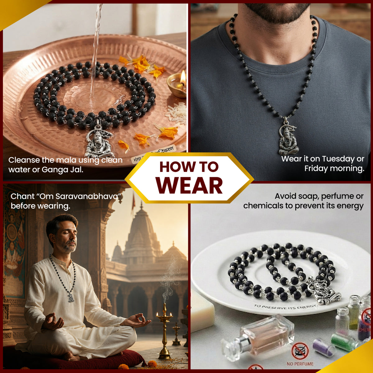 Silver Bajrangbali Meditation Karungali Mala