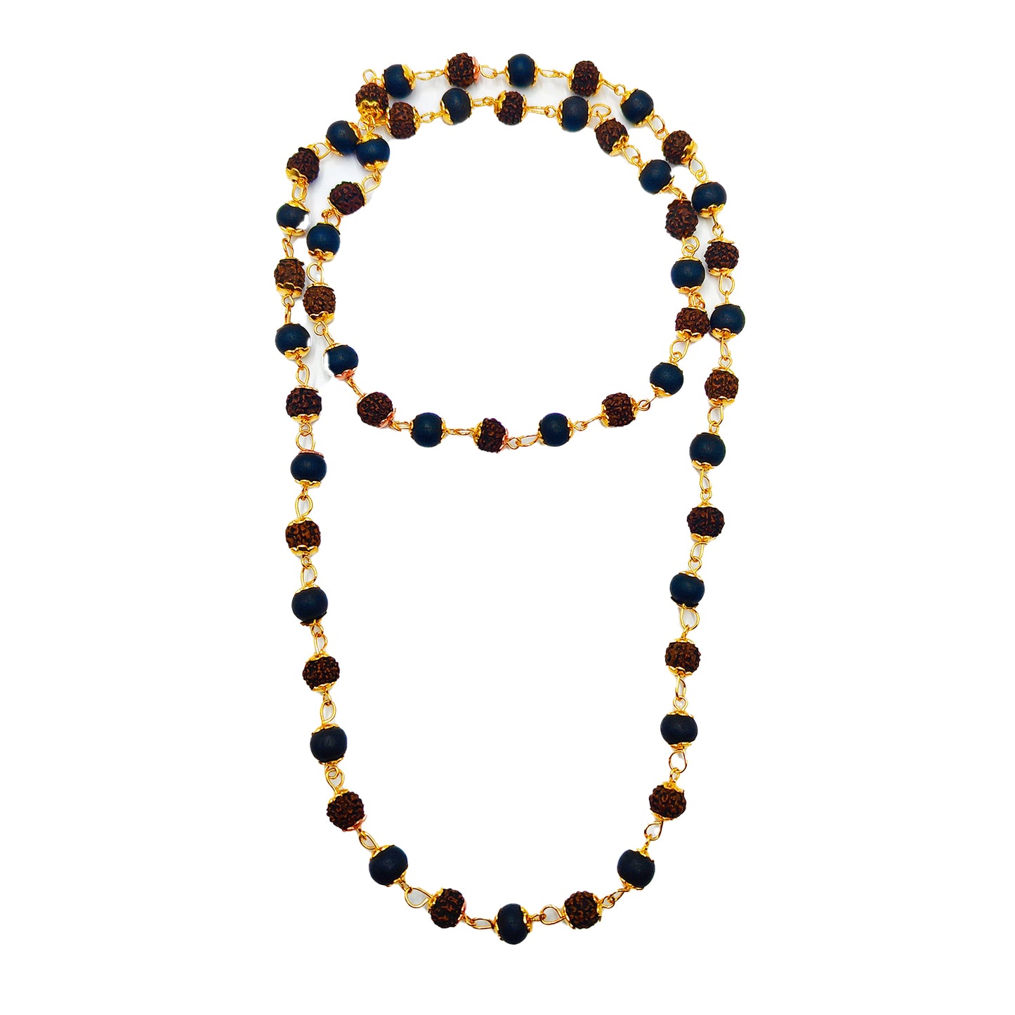 Rudraksha Karungali Golden Capping Mala