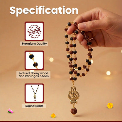 Rudraksha Karungali Mala with Trishul Pendant 