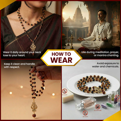 Rudraksha Karungali Mala with Trishul Pendant 