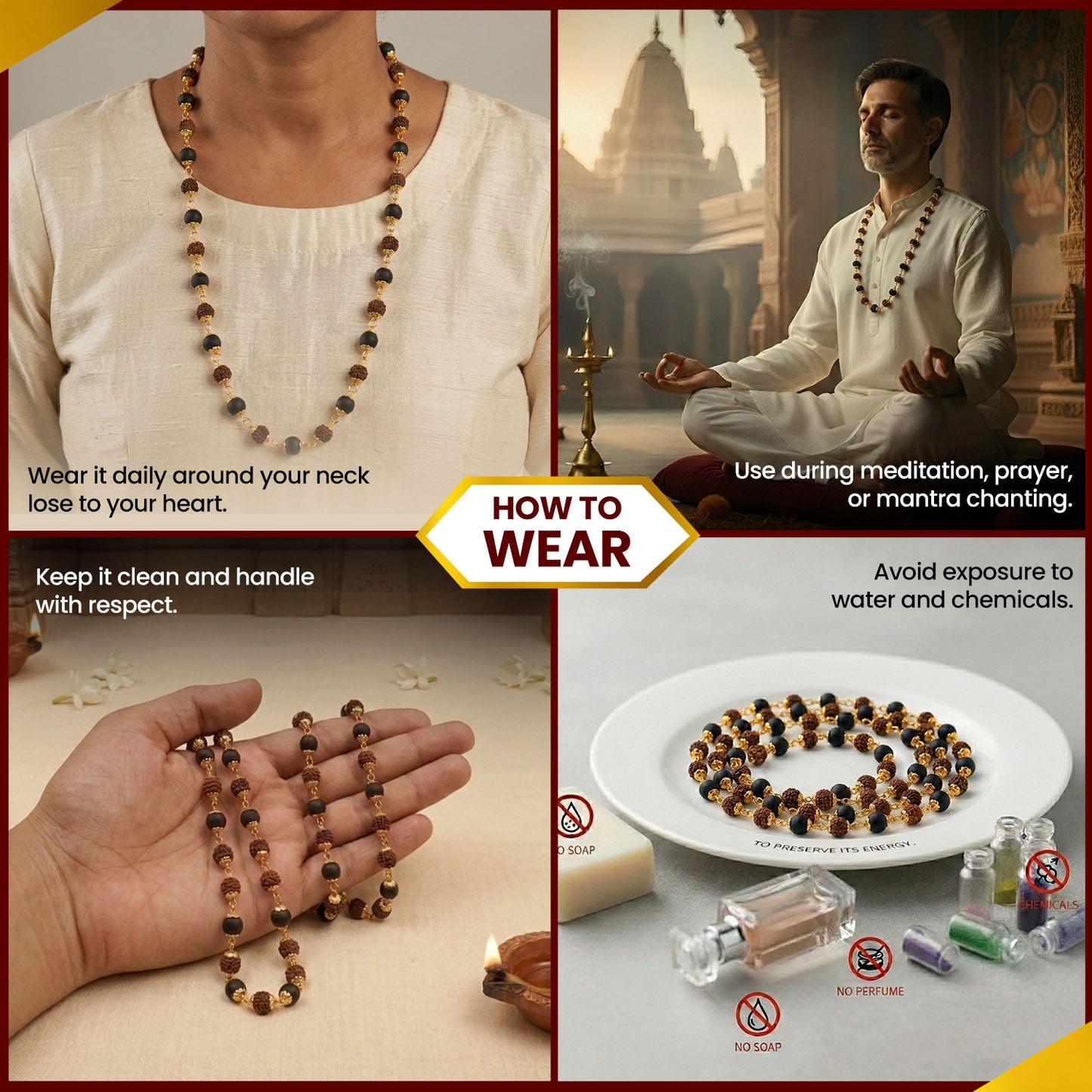 Rudraksha Karungali Golden Capping Mala