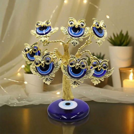 7 Golden Owl Evil Eye Tree