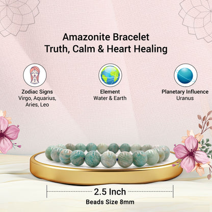 Amazonite  Bracelet For Mental Clarity-8mm