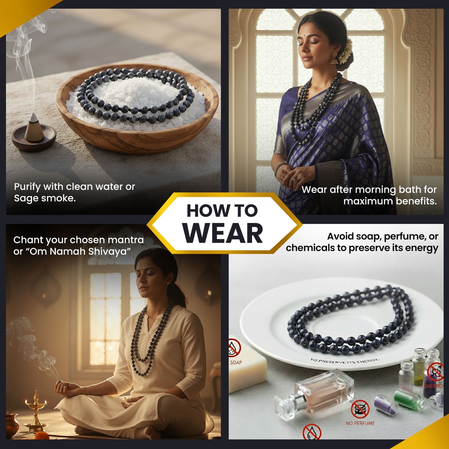 Black Hakik Mala (108 Beads)