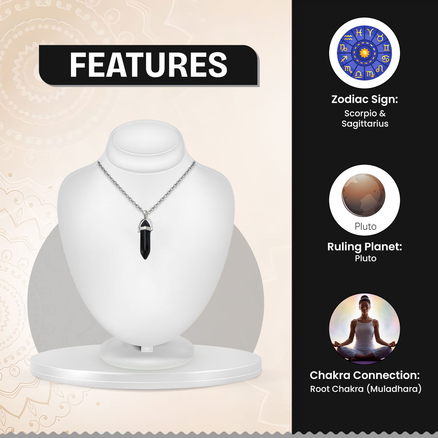 Black Obsidian Crystal Pendant