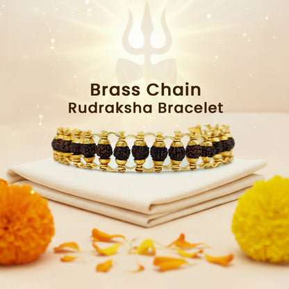 Brass Chain Rudraksha Bracelet
