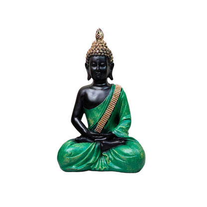 Green Meditating Lord Buddha Idol 11 inch