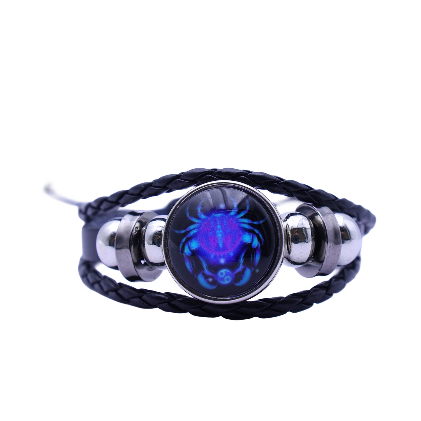 Zodiac Bracelet–Elegant Black Leather Design with 12 Constellation Signs