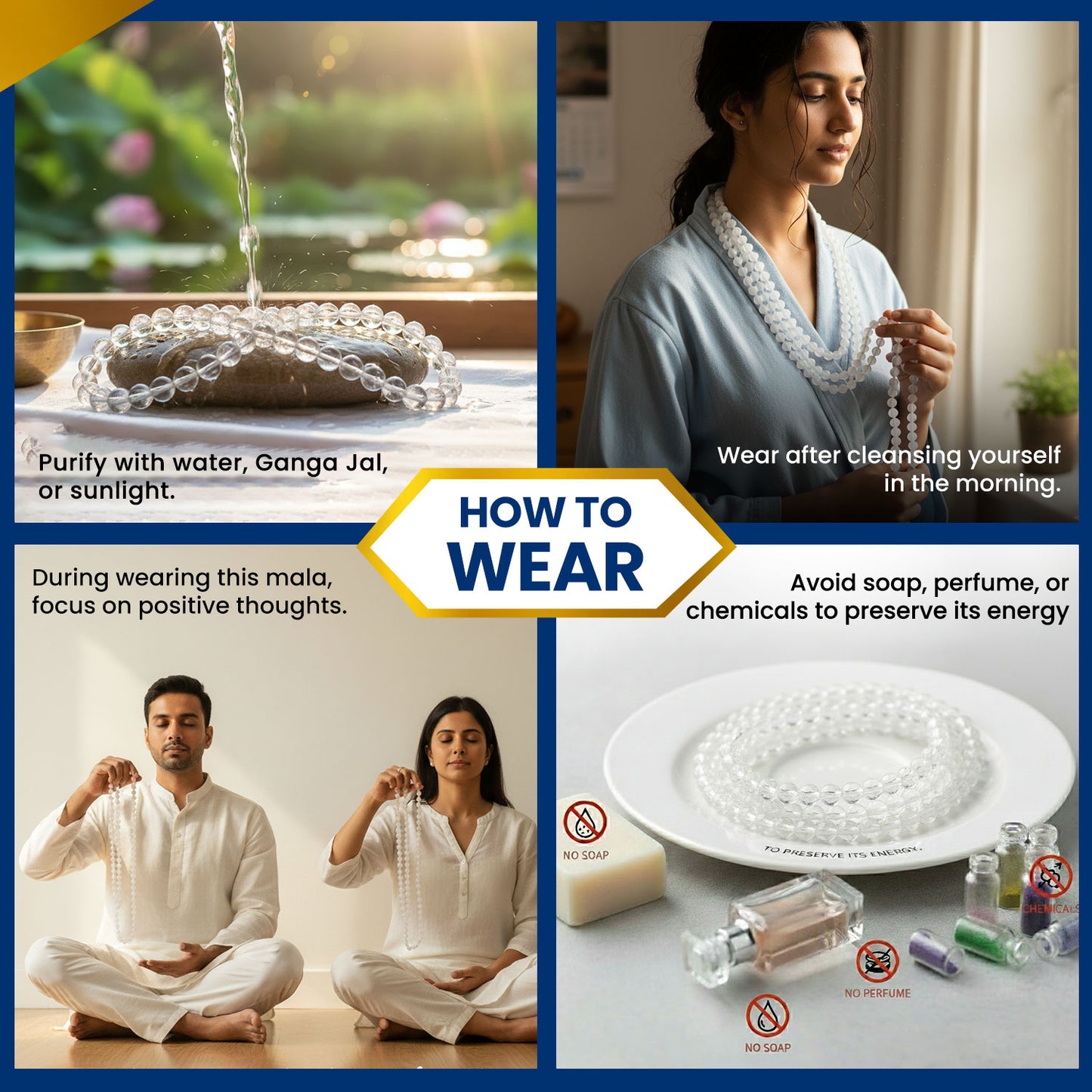 Clear Quartz Mala How to wear