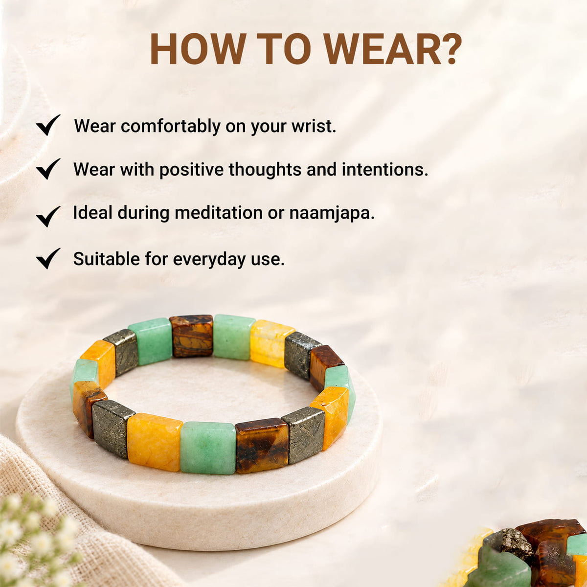 Dhanyog Square Diamond Cut Crystal Bracelet