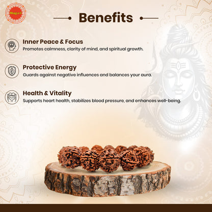Divine 5 Mukhi Rudraksha Bracelet – The Powerful Energy of Lord Shiva (Nepali, Lab Certified)