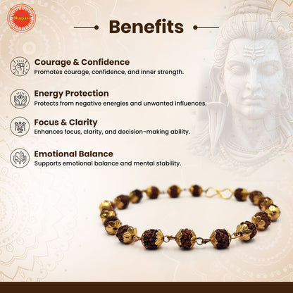 Gold Capping Rudraksha Bracelet