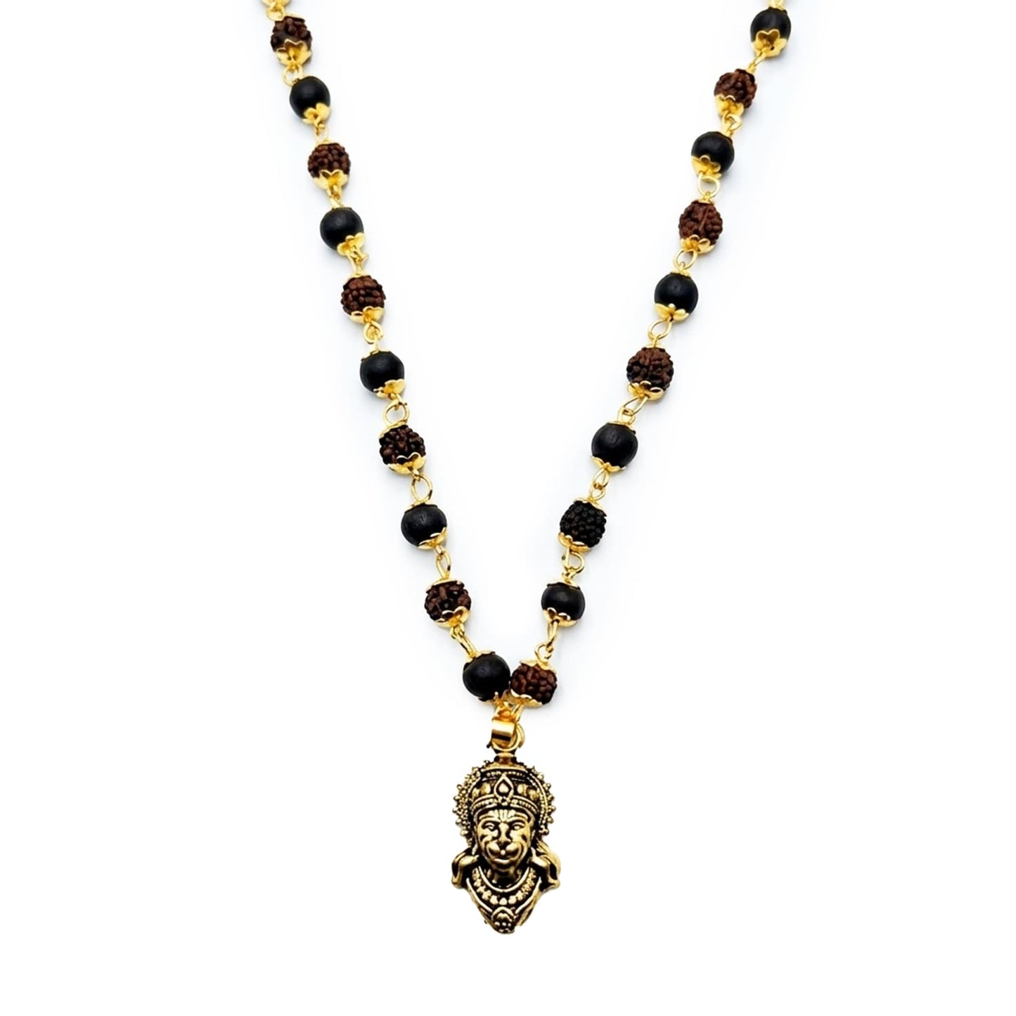 Gold Plated Bajrangbali Karungali Rudraksha Necklace