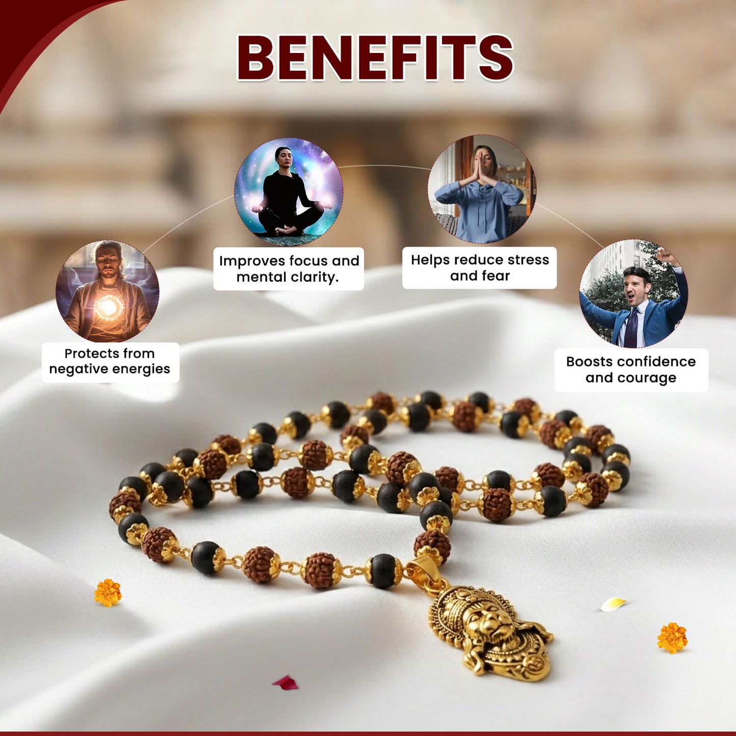 Gold Plated Bajrangbali Karungali Rudraksha Necklace