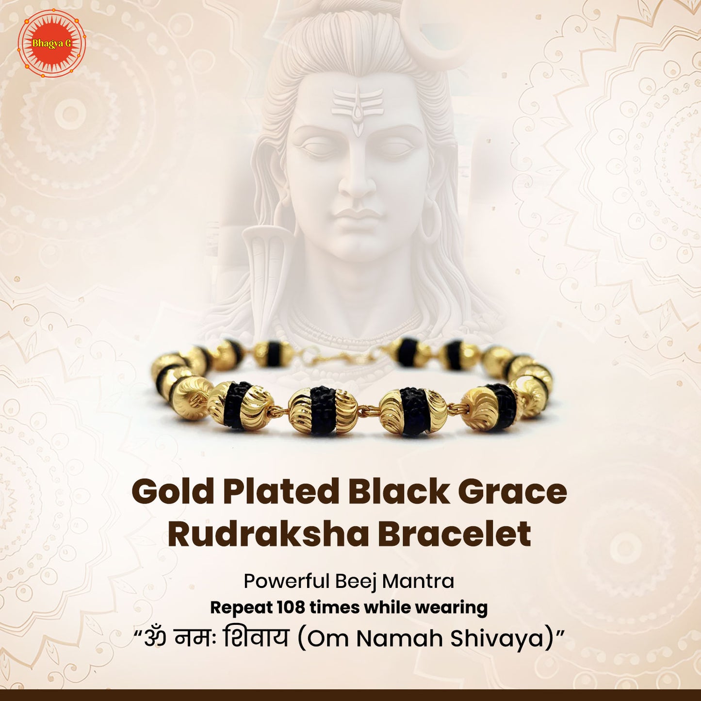 Gold Plated Black Grace Rudraksha Bracelet