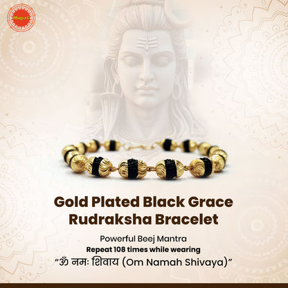Gold Plated Black Grace Rudraksha Bracelet