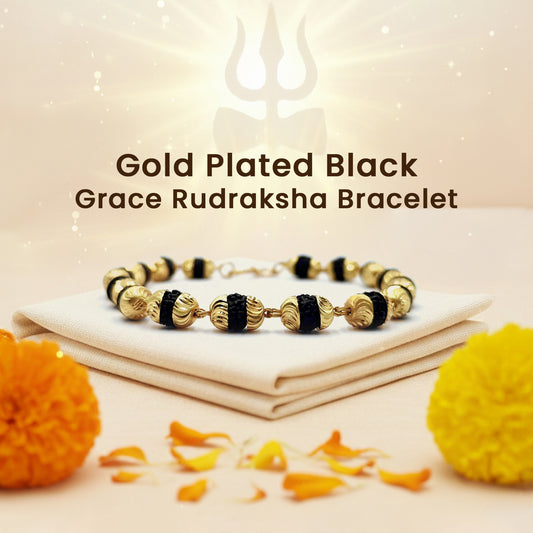 Gold Plated Black Grace Rudraksha Bracelet