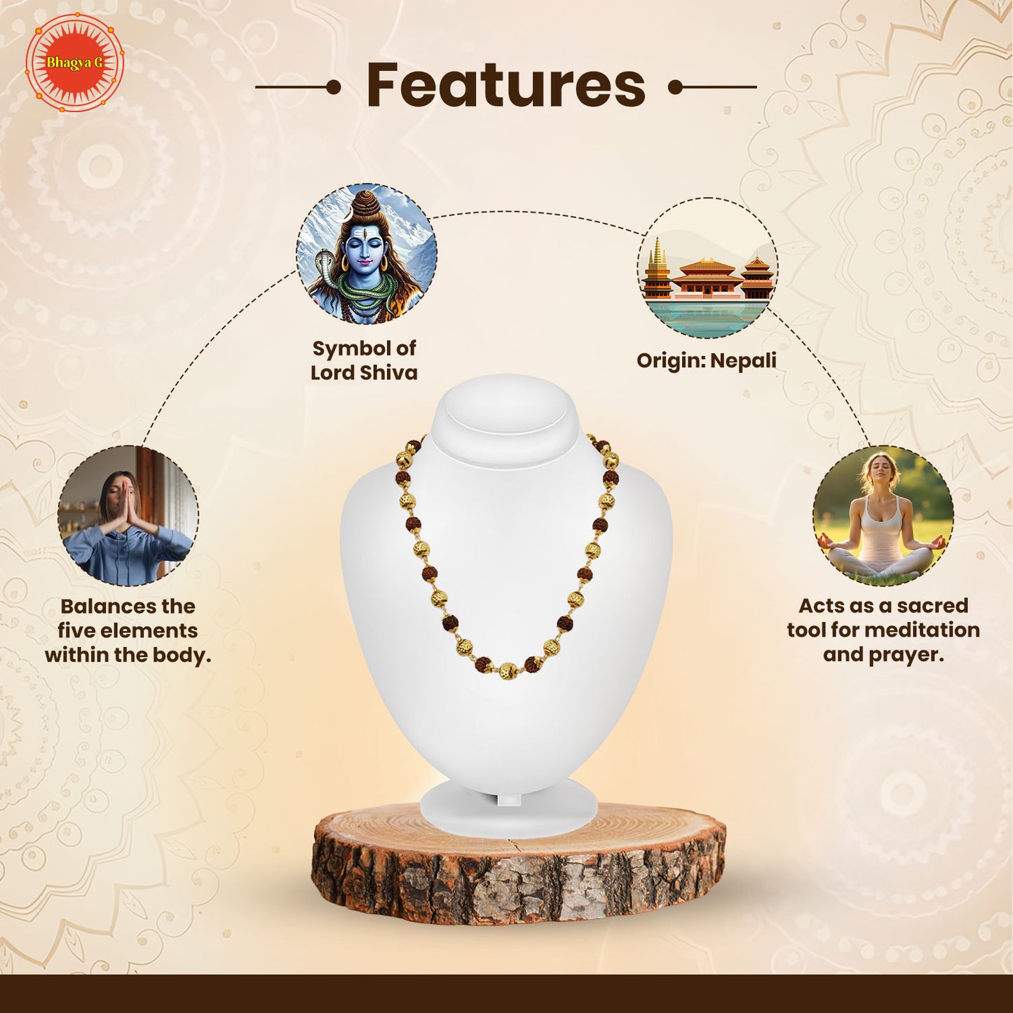 Gold Plated Rudraksha Mala For Women