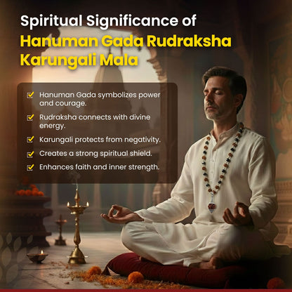 Hanuman Gada Rudraksha Karungali Mala