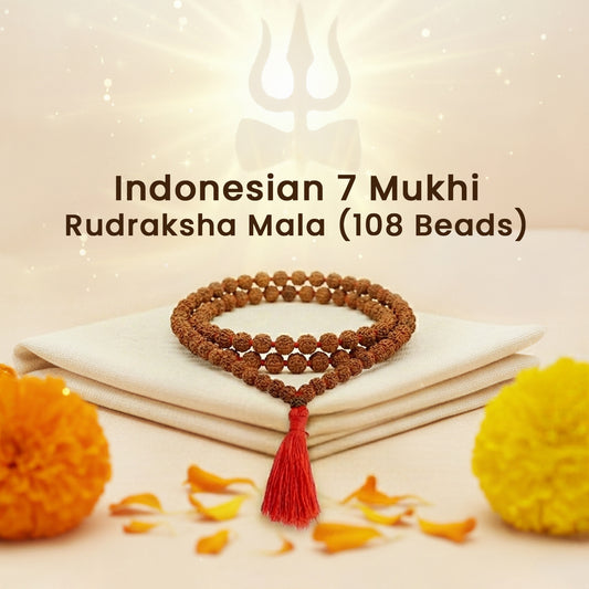 Indonesian 7 Mukhi Rudraksha Mala  (108 beads)