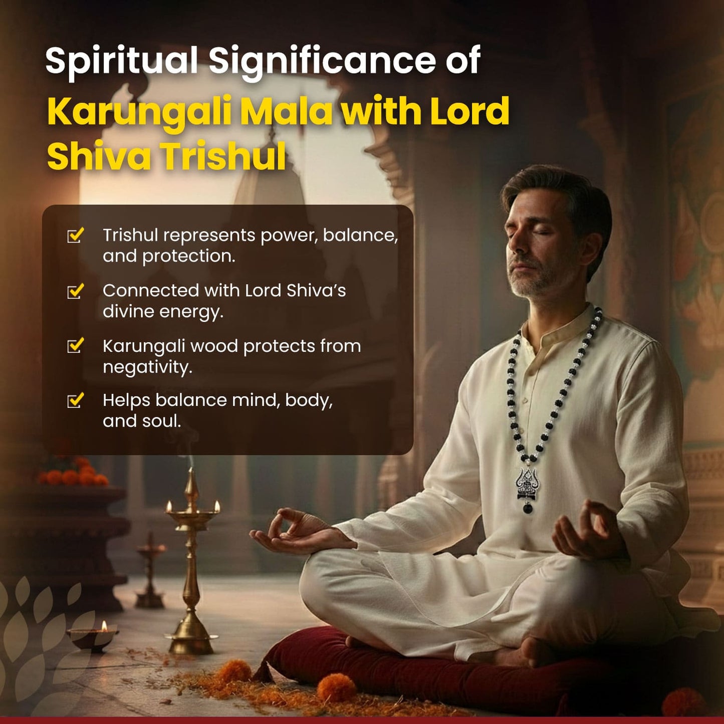 Karungali Mala with Lord Shiva Trishul