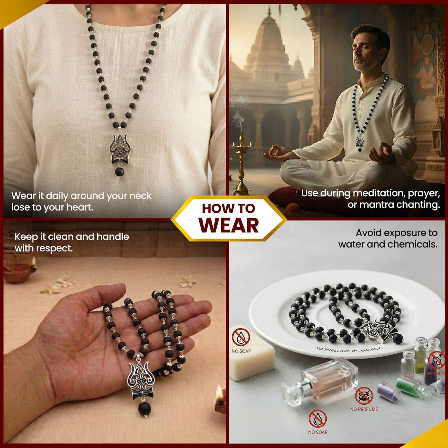 Karungali Mala with Lord Shiva Trishul