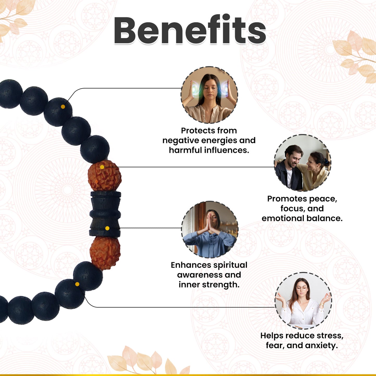 Karungali Rudraksha Damru Bracelet
