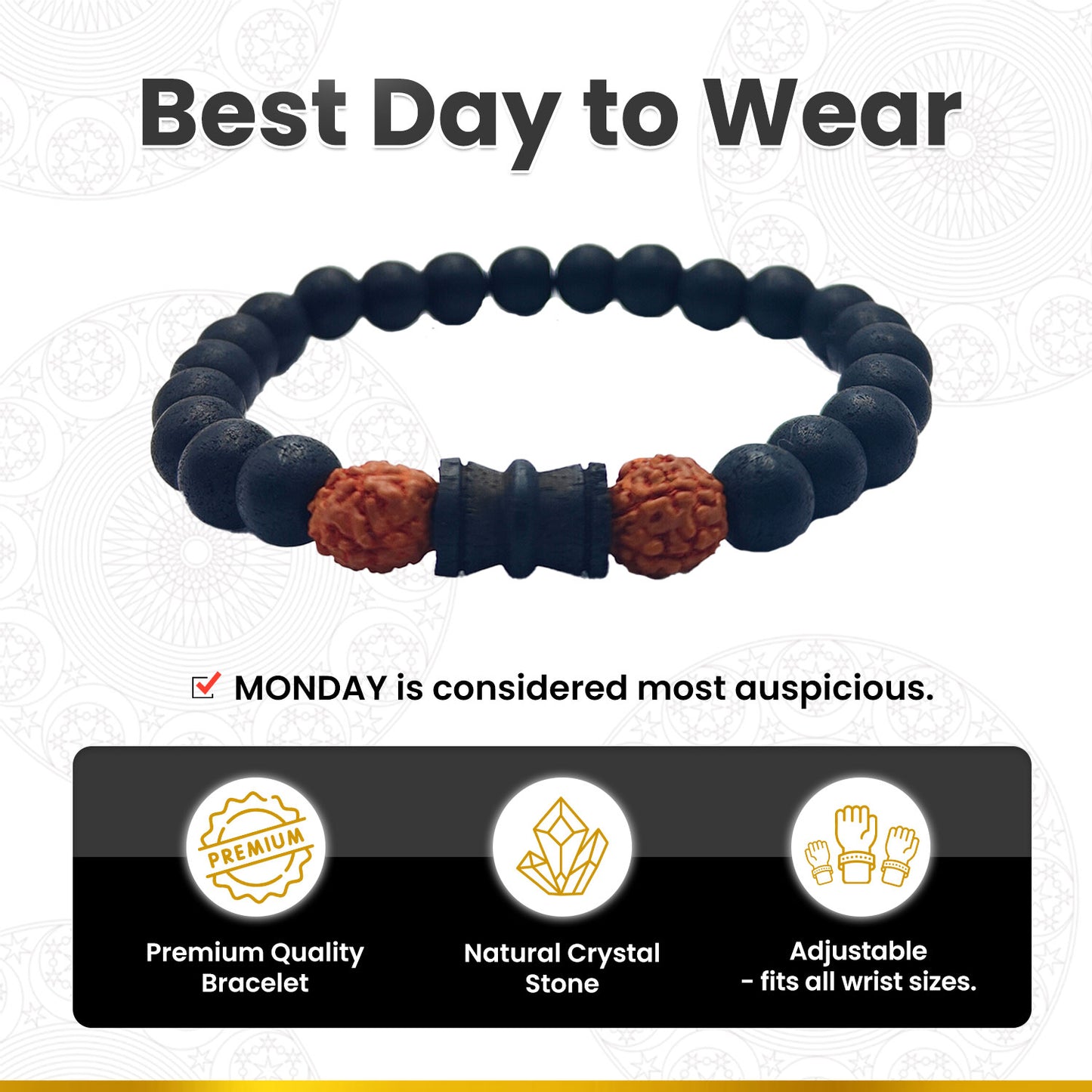 Karungali Rudraksha Damru Bracelet