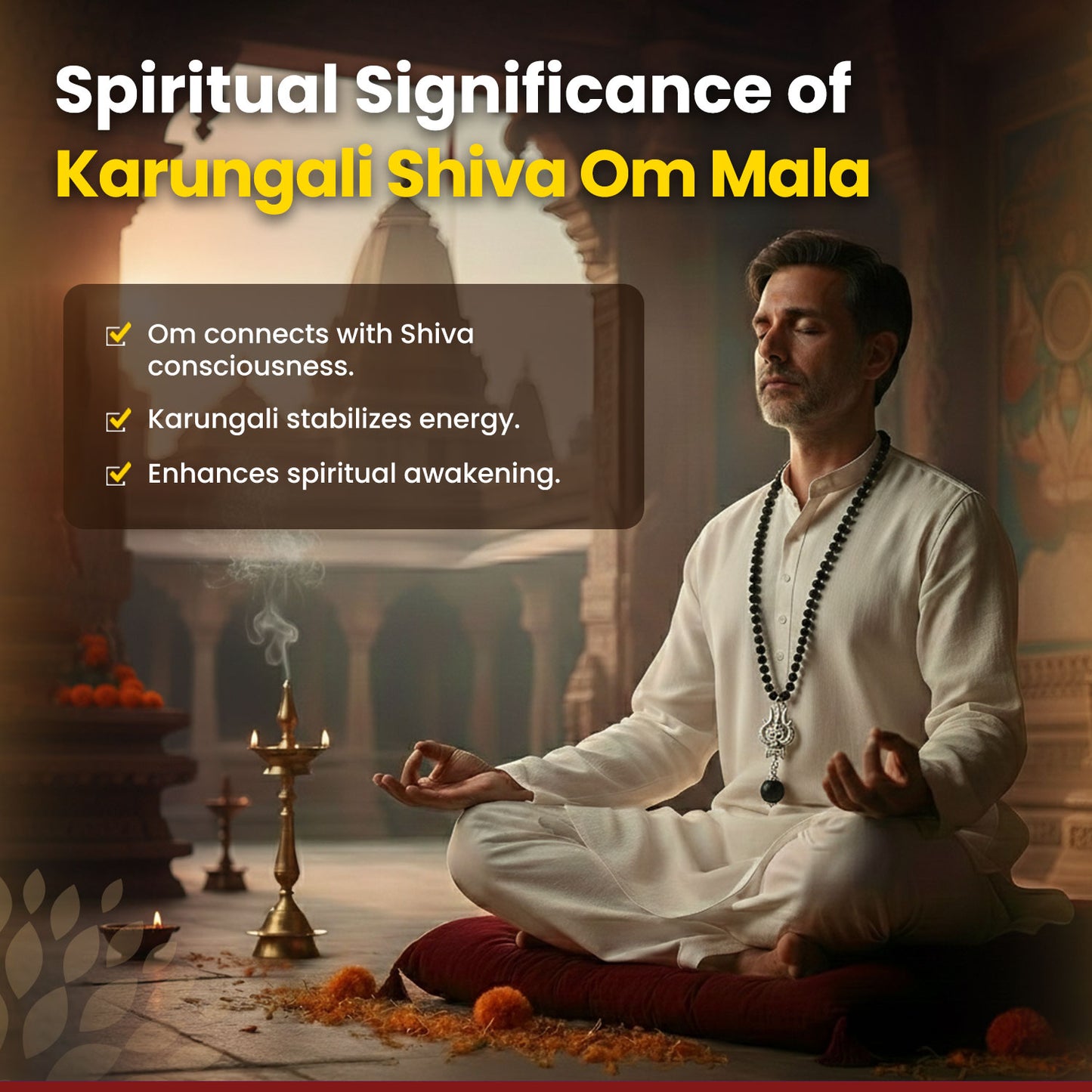 Karungali Shiva Om Mala – Protection, Peace & Positive Energy Bracelet