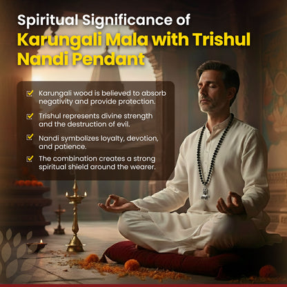 Karungali Mala with Trishul Nandi Pendant