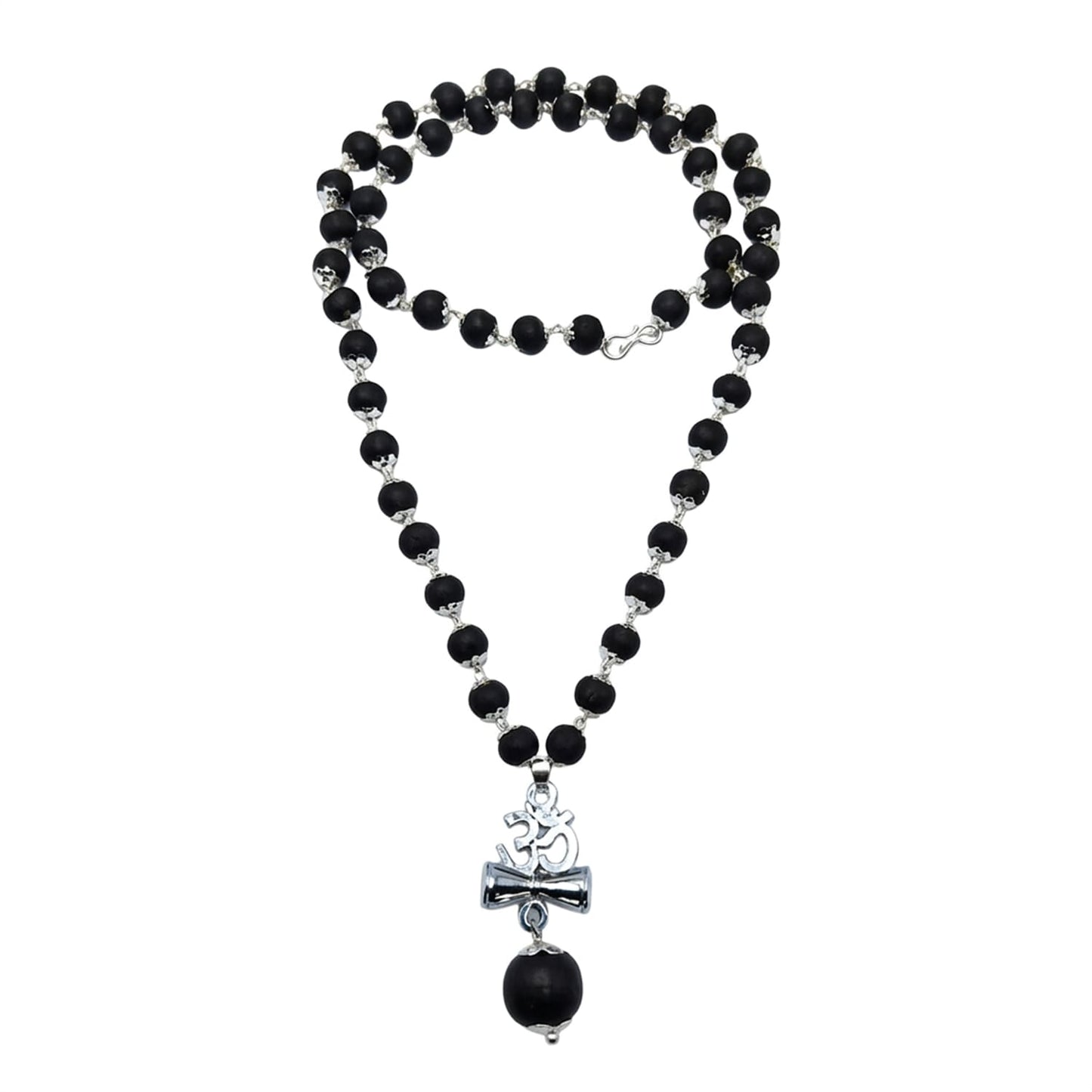 Karungali Silver Plated Mala with Om Damru Locket