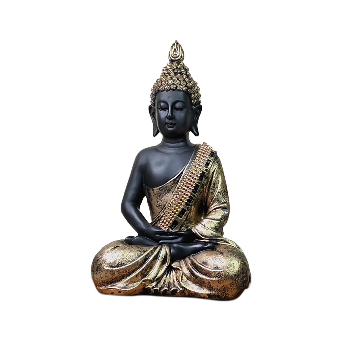 Meditating Gold Lord Buddha Idol 11 Inch