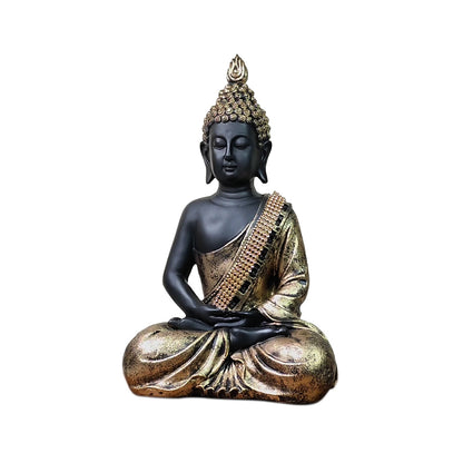 Meditating Gold Lord Buddha Idol 11 Inch
