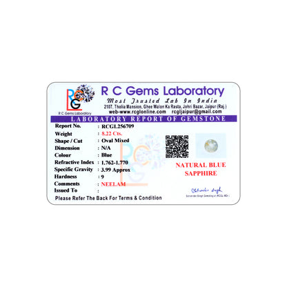 Neelam (Blue Sapphire) 8.22 Cts
