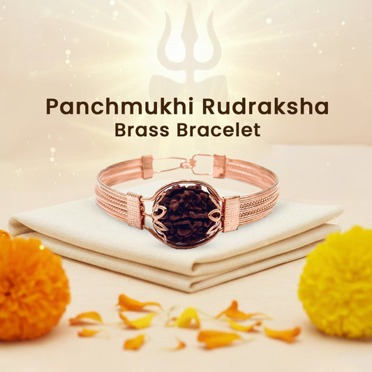 Panchmukhi Rudraksha Brass Bracelet 