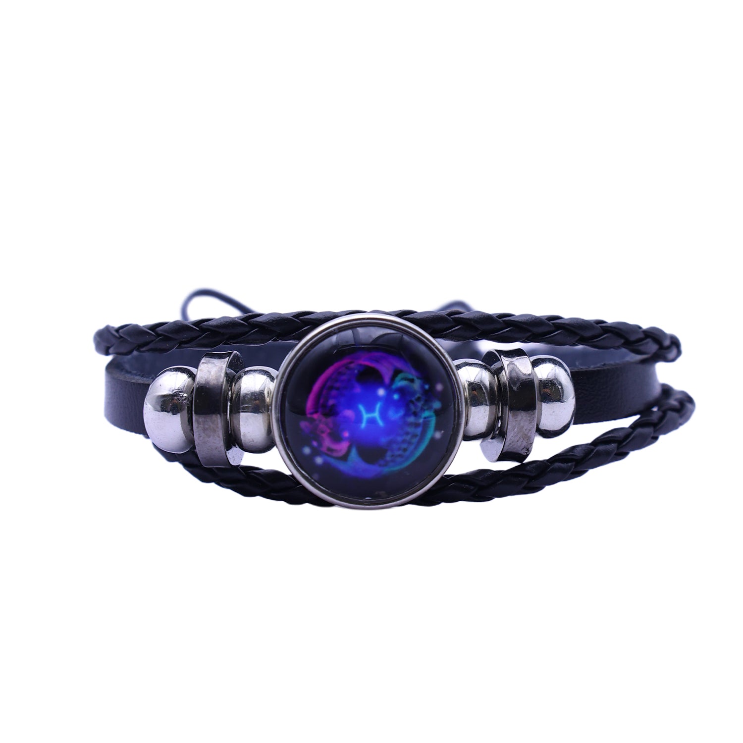 Black Leather Zodiac Bracelet