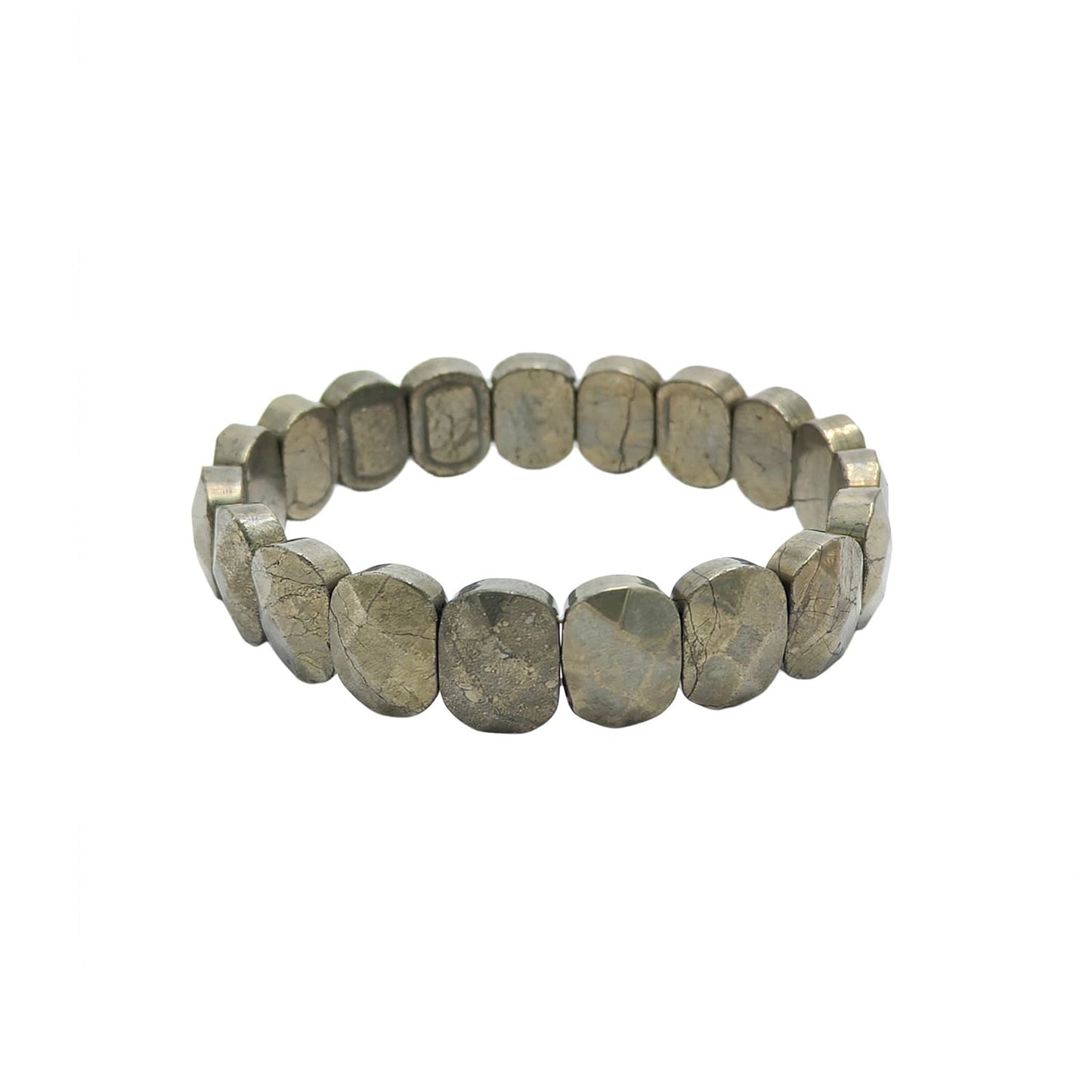 Pyrite Oval Shape Diamond Cut Crystal Bracelet
