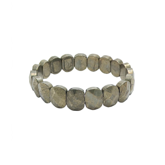 Pyrite Oval Shape Diamond Cut Crystal Bracelet