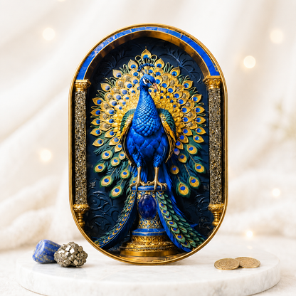 Pyrite Lapis Peacock Frame