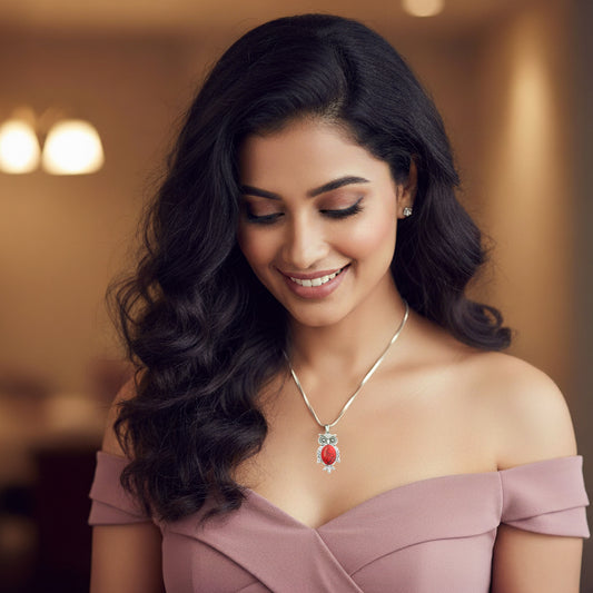 Red Garnet Owl Pendant