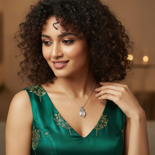 Rose Quartz Owl Pendant