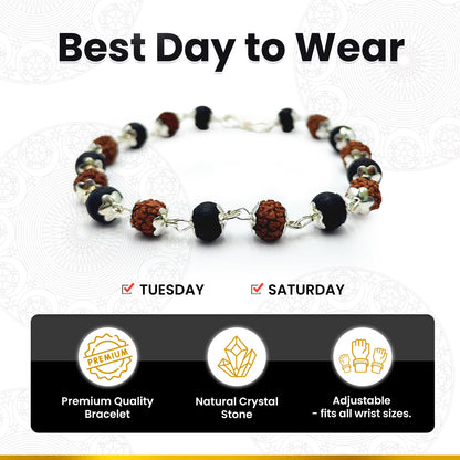 Rudraksha Karungali Silver Capping Bracelets