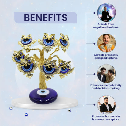 7 Golden Owl Evil Eye Tree