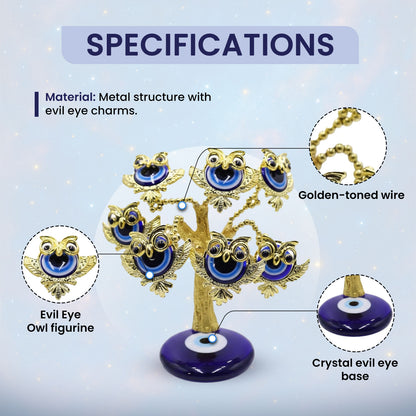 7 Golden Owl Evil Eye Tree