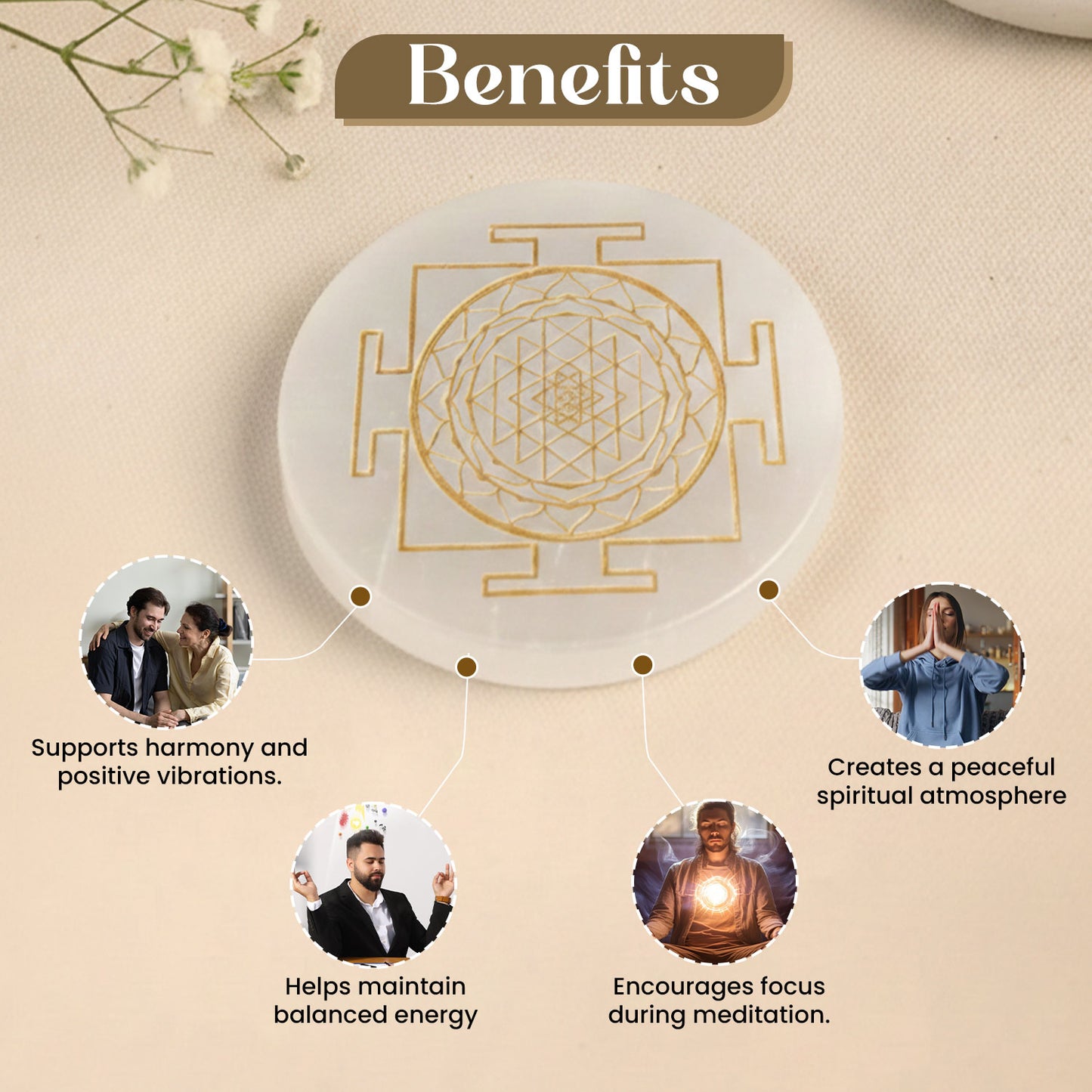 Selenite Shree Yantra Plate