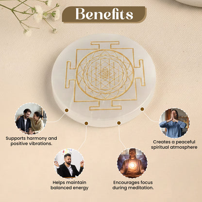 Selenite Shree Yantra Plate