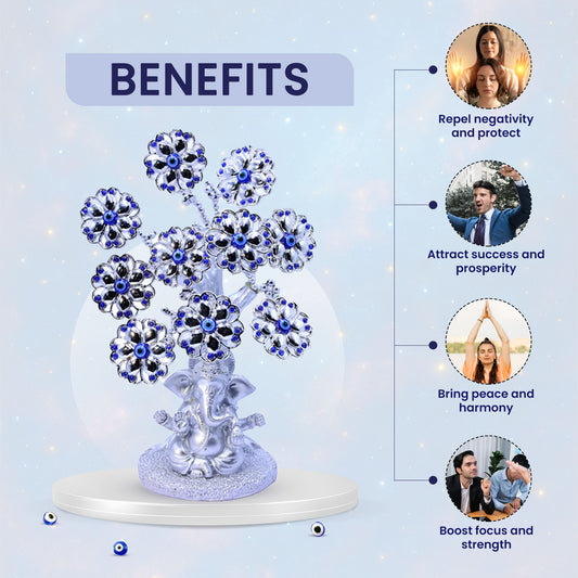 Silver Ganpati Evil Eye Tree