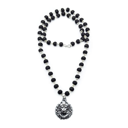 Silver Plated 3D Bajrangbali Pendant with Karungali Mala